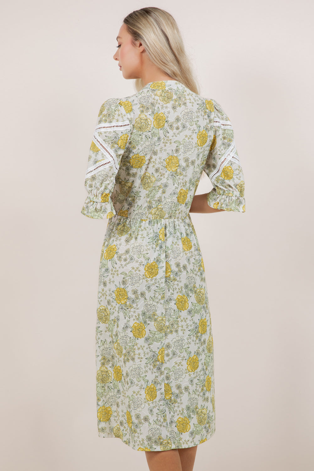ELB/SLV BUTTON DOWN MIDI DRESS D3905-7196