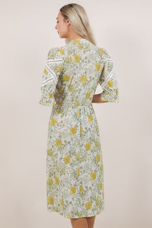 ELB/SLV BUTTON DOWN MIDI DRESS D3905-7196