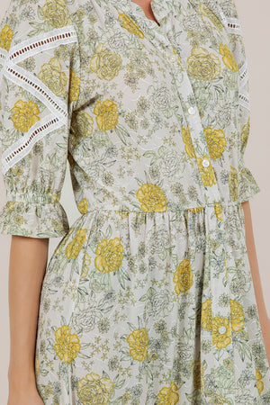 ELB/SLV BUTTON DOWN MIDI DRESS D3905-7196