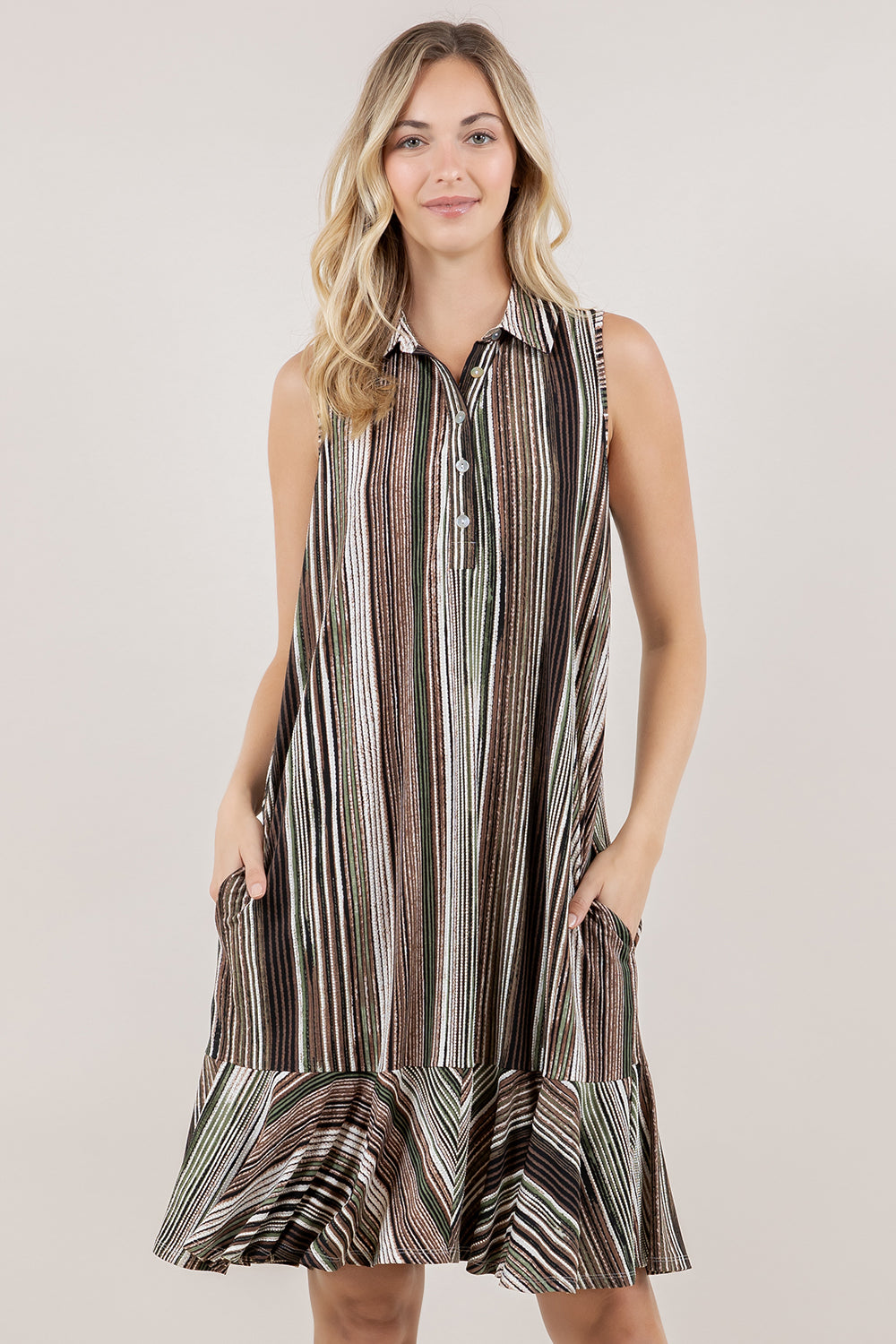 S/SLV TIERED SHIRT DRESS D3906-A0880