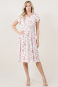 S/SLV HI WAIST JOHNNY COLLAR MIDI DRESS - D3969-MS-7984
