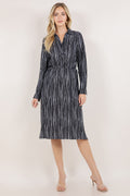 L/SLV DRAWSTRING WAIST SHIRT DRESS D3971-A4686
