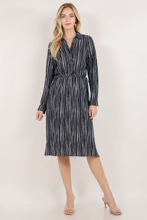 L/SLV DRAWSTRING WAIST SHIRT DRESS D3971-A4686
