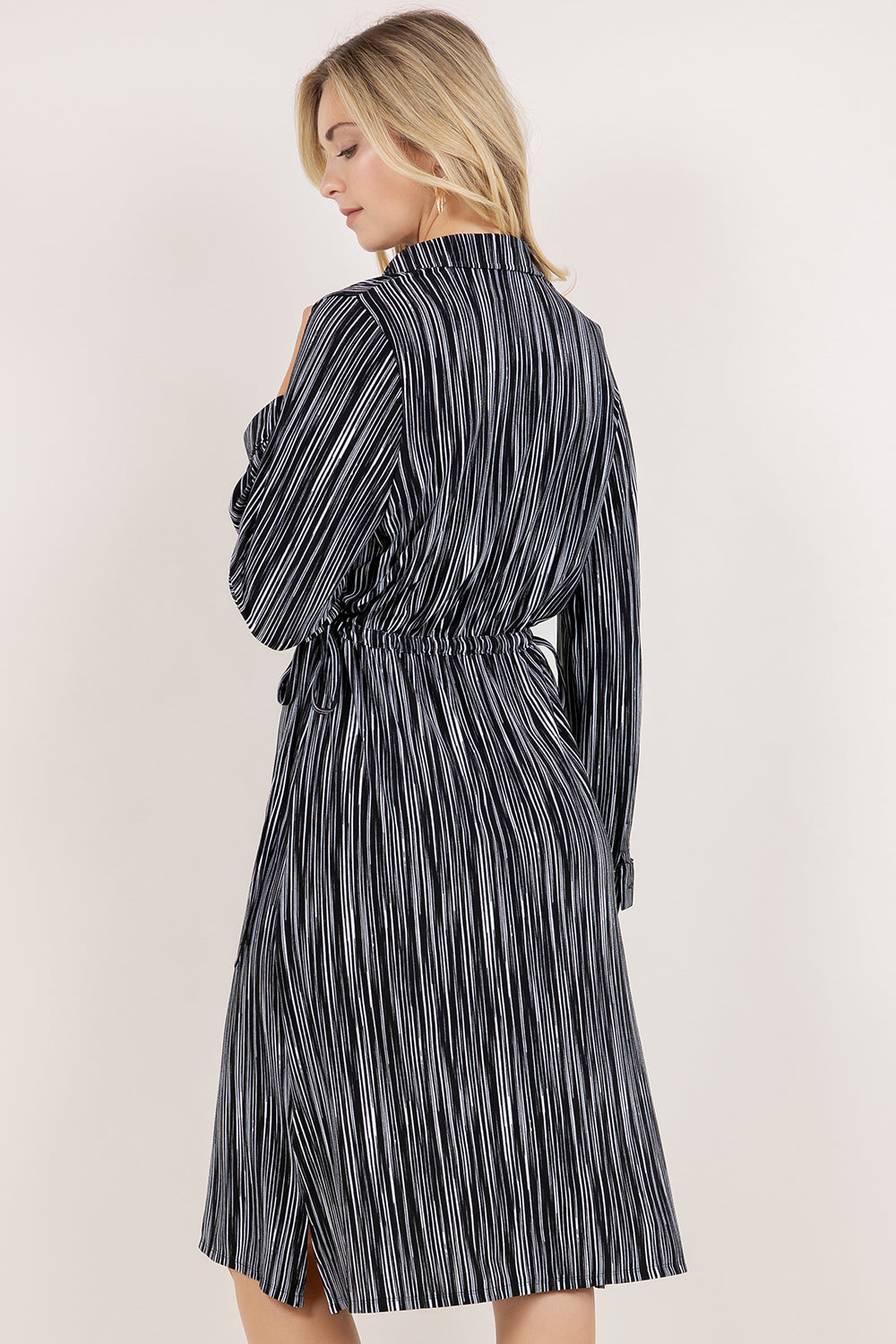 L/SLV DRAWSTRING WAIST SHIRT DRESS D3971-A4686