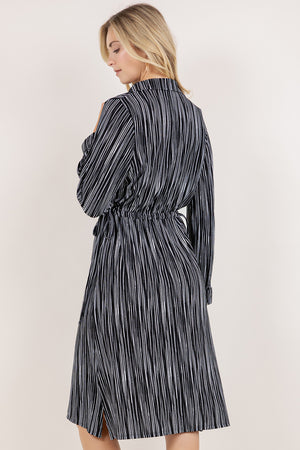 L/SLV DRAWSTRING WAIST SHIRT DRESS D3971-A4686