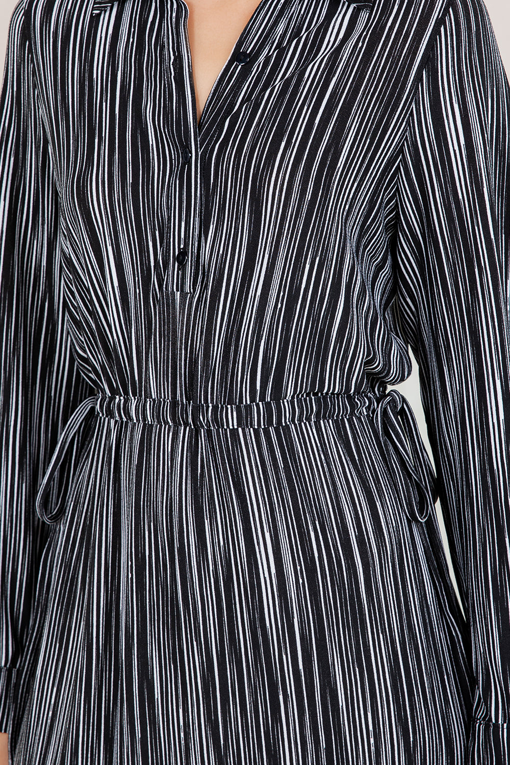 L/SLV DRAWSTRING WAIST SHIRT DRESS D3971-A4686