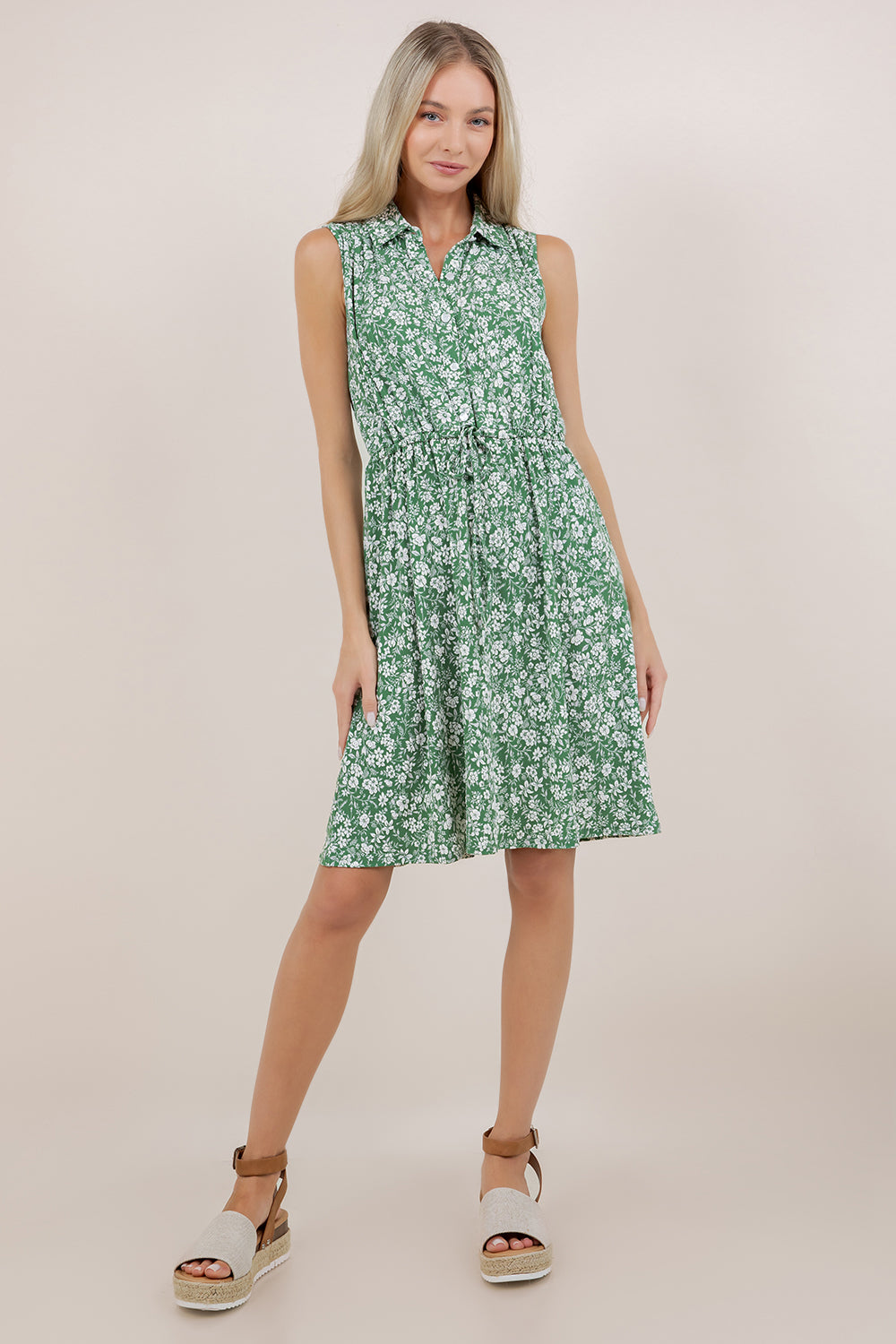S/LESS PLEATED SHIRT DRESS D3972-SL-98334