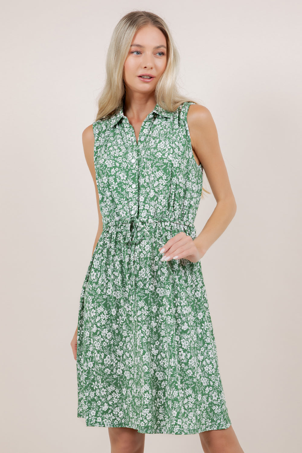 S/LESS PLEATED SHIRT DRESS D3972-SL-98334
