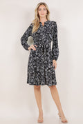 L/SLV RUFFLE BUTTON UP SHIRT DRESS D3974-A11671