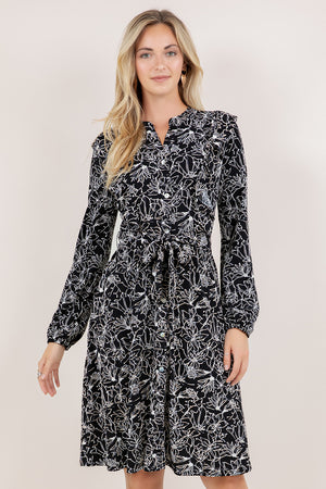 L/SLV RUFFLE BUTTON UP SHIRT DRESS D3974-A11671