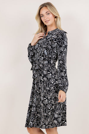 L/SLV RUFFLE BUTTON UP SHIRT DRESS D3974-A11671