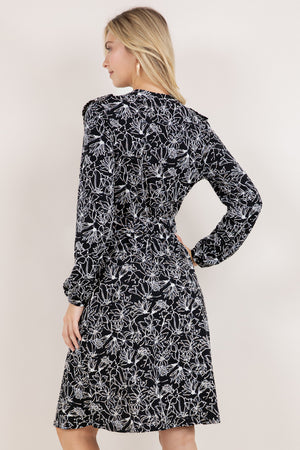 L/SLV RUFFLE BUTTON UP SHIRT DRESS D3974-A11671