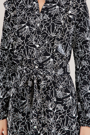 L/SLV RUFFLE BUTTON UP SHIRT DRESS D3974-A11671