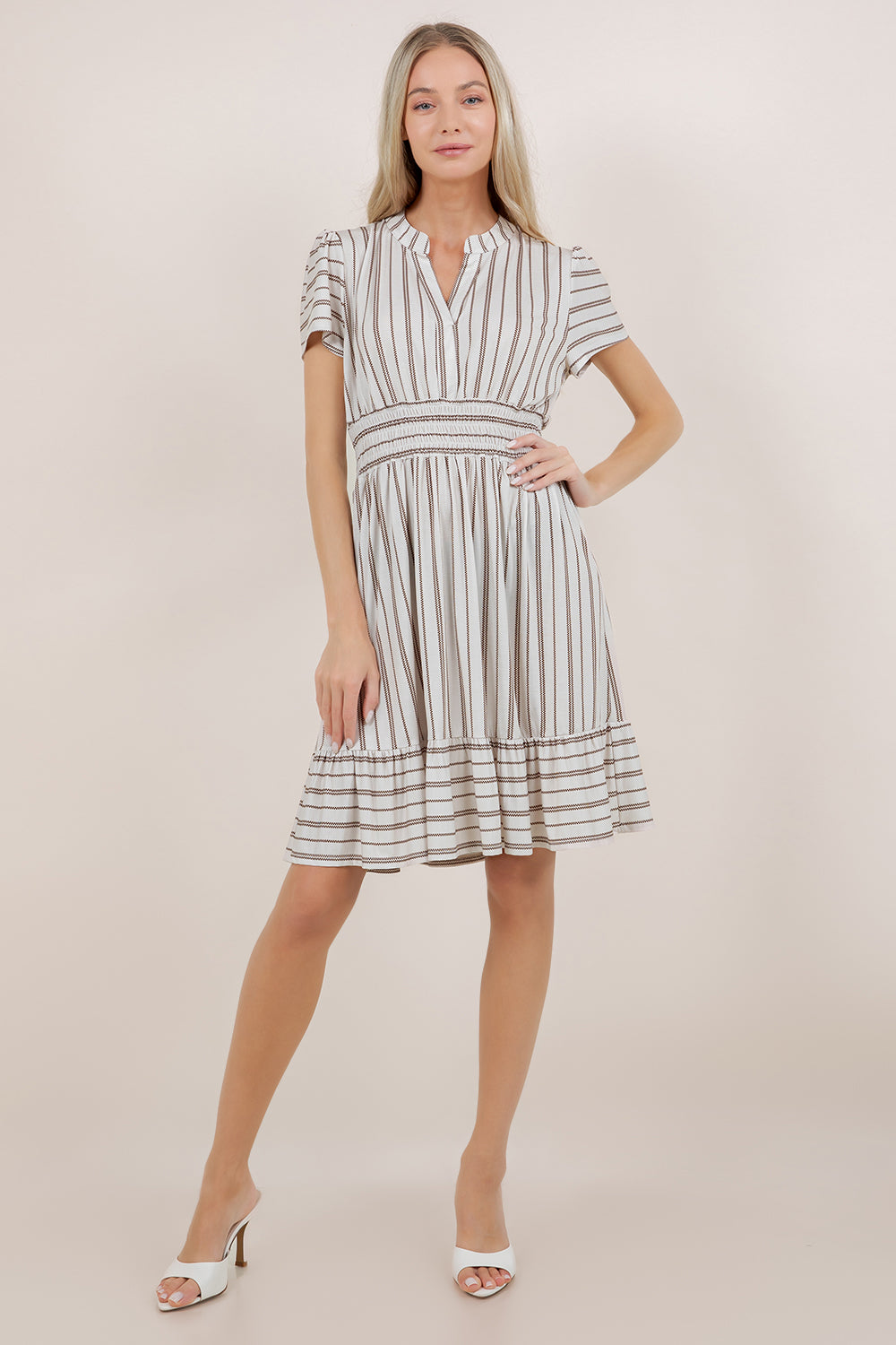 S/SLV SMOCK WAIST MIDI DRESS D3993-2505084