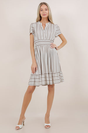 S/SLV SMOCK WAIST MIDI DRESS D3993-2505084