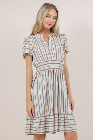 S/SLV SMOCK WAIST MIDI DRESS D3993-2505084