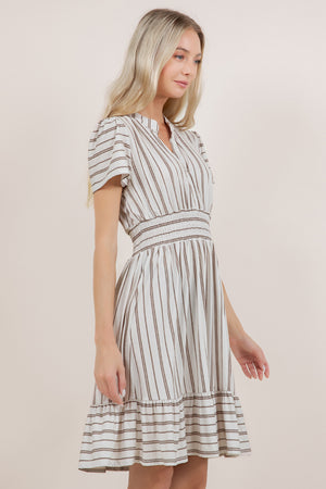S/SLV SMOCK WAIST MIDI DRESS D3993-2505084