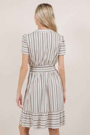 S/SLV SMOCK WAIST MIDI DRESS D3993-2505084