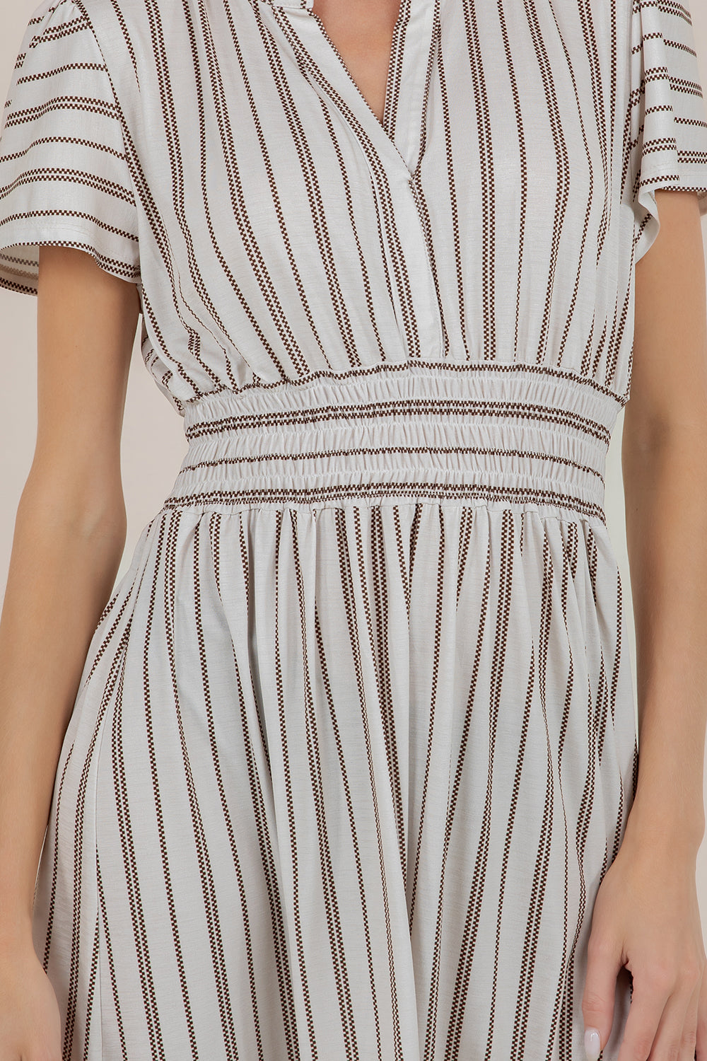S/SLV SMOCK WAIST MIDI DRESS D3993-2505084