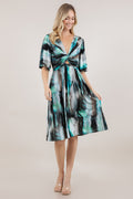 ELB/SLV TWIST FRONT MIDI DRESS D4009-8141