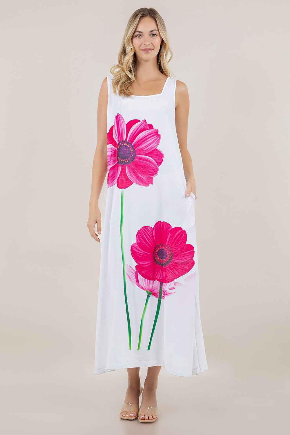 S/LESS SQUARE NECK GODET MAXI DRESS D4030-MX-AFLW