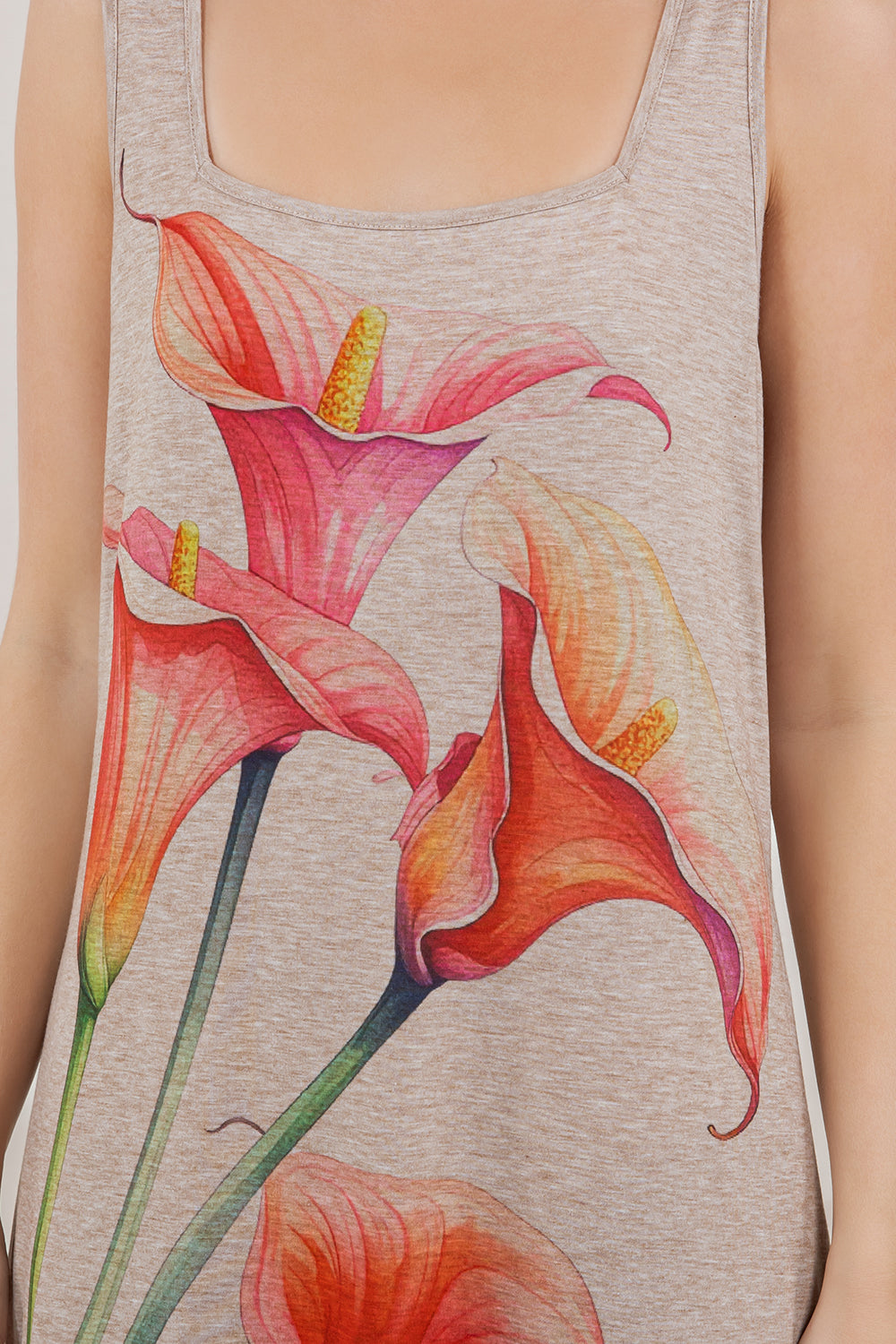 S/LESS SQUARE NECK GODET MAXI DRESS D4030-SBLM-LILIES