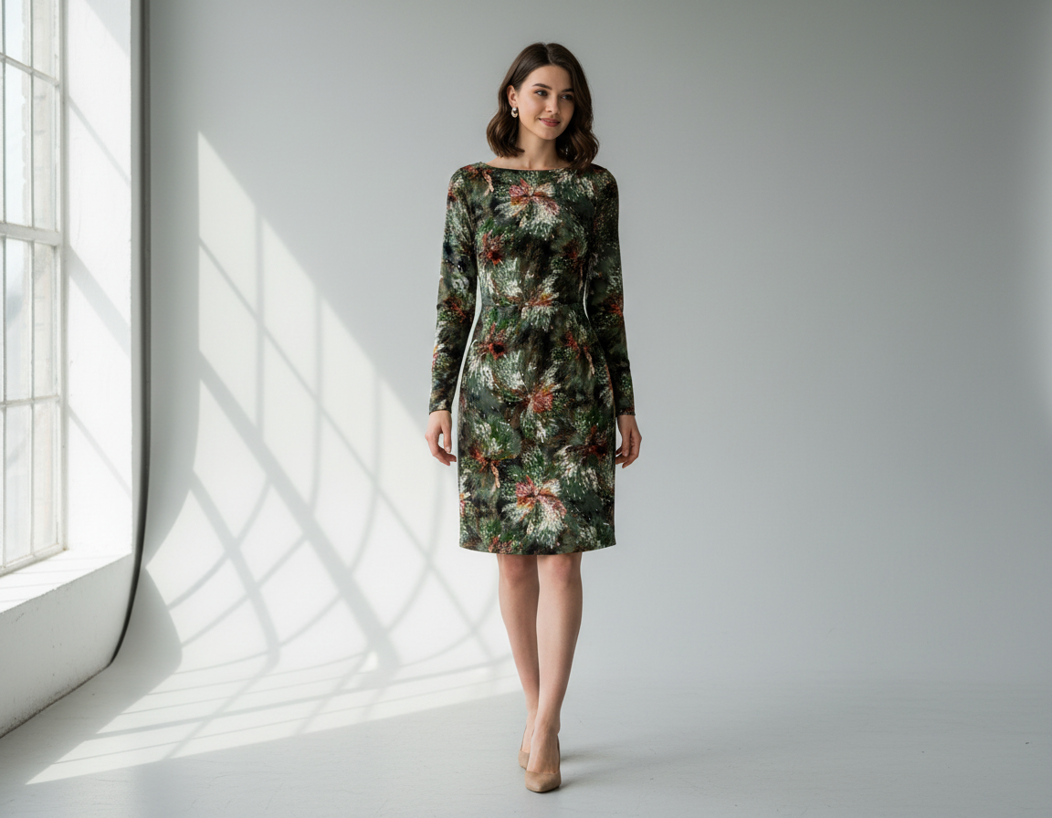 L/SLV BOAT NECK MINI DRESS D4069-1733
