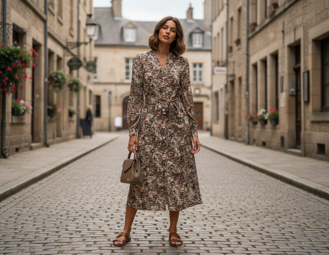 L/SLV TIE WAIST SHIRT DRESS D4085-03218E