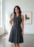 S/LESS NOTCHED COLLAR HALTER DRESS D4086-4298