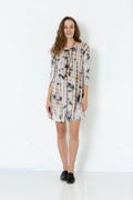 3/4 SLEEVE FLOWY DRESS INVERTED PLEAT AT THE BACK - D9011-F-3551