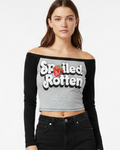 Long Sleeve Off-the-Shoulder Baseball Tee