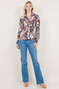 LS STANDING COLLAR RUCHED BLOUSE - T-11200-0321-1-MSCRP
