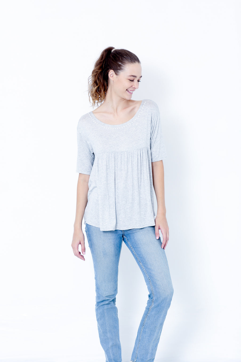 SS SCOOP NECK BABYDOLL TOP - T10035