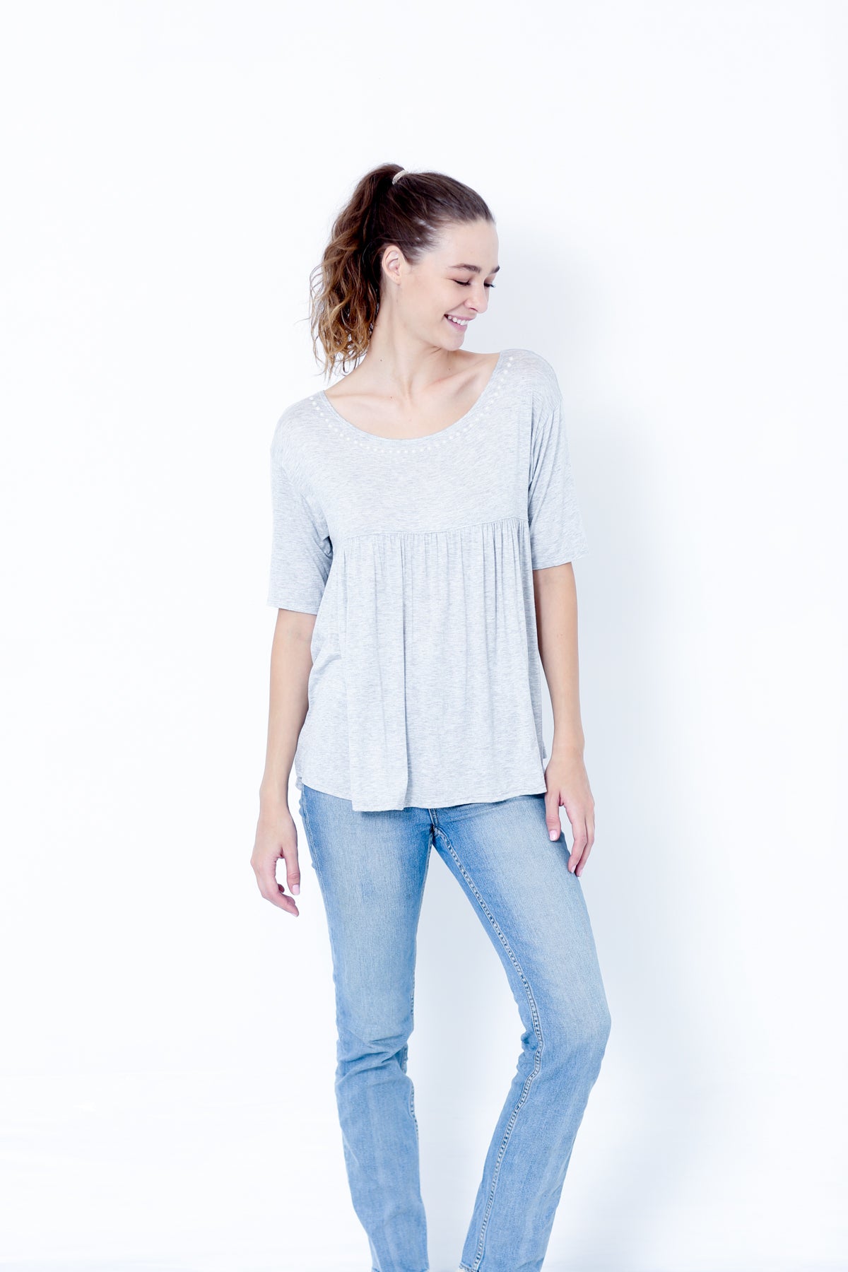 SS SCOOP NECK BABYDOLL TOP - T10035