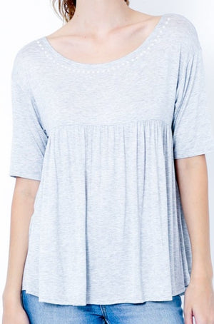 SS SCOOP NECK BABYDOLL TOP - T10035