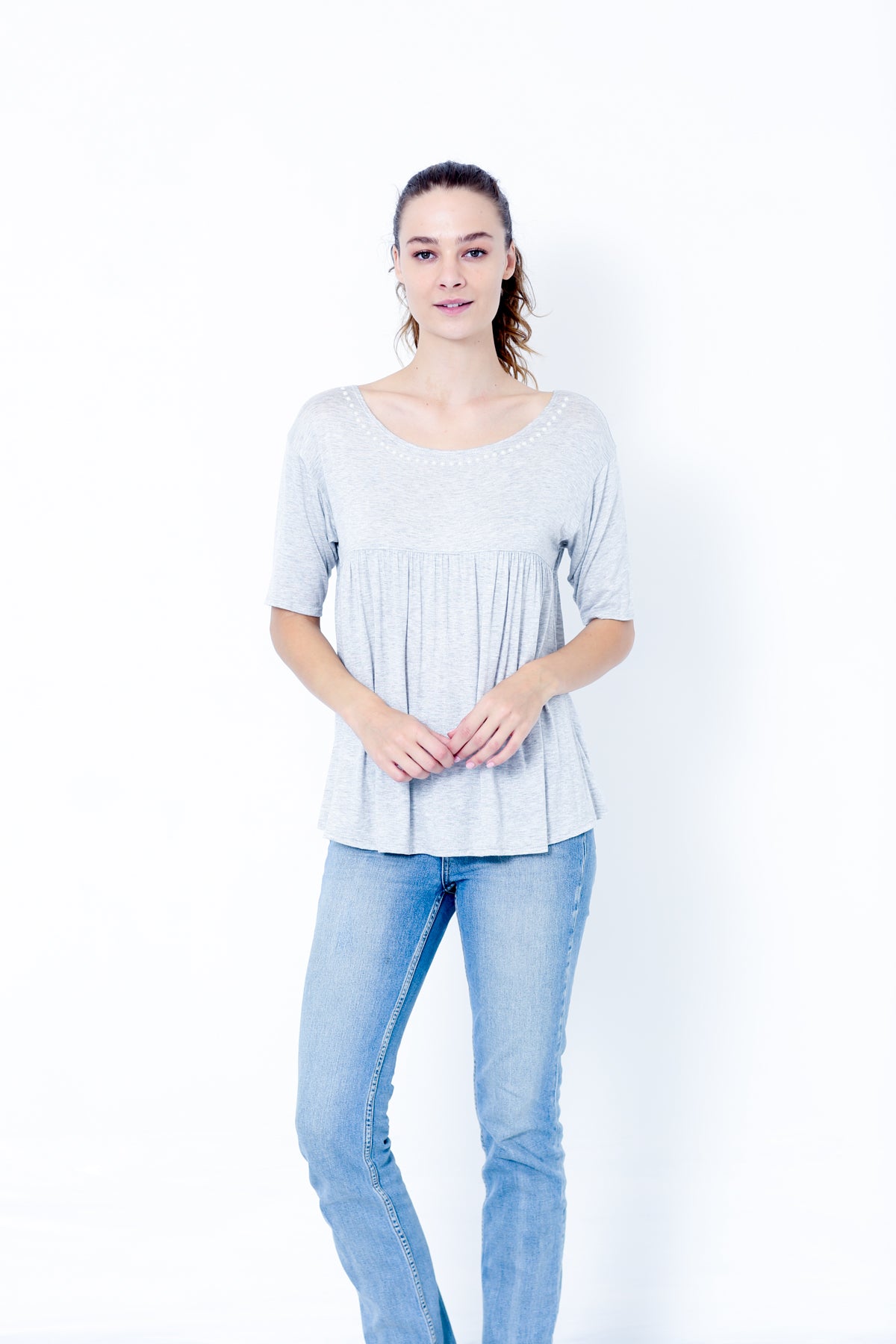 SS SCOOP NECK BABYDOLL TOP - T10035