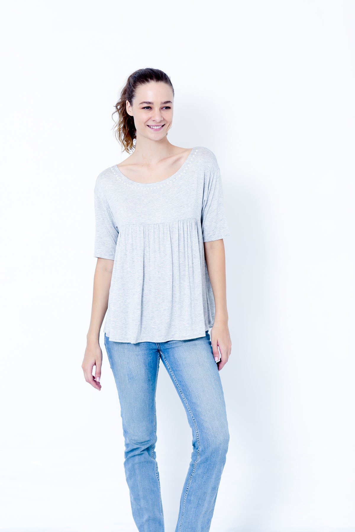 SS SCOOP NECK BABYDOLL TOP - T10035