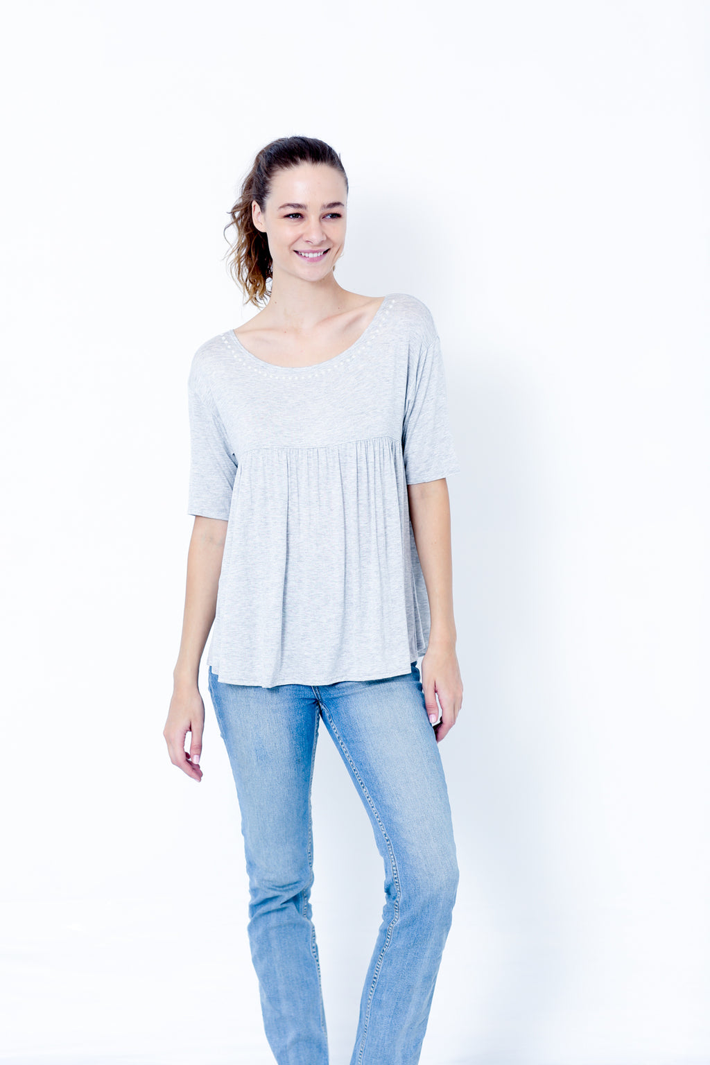 SS SCOOP NECK BABYDOLL TOP - T10035