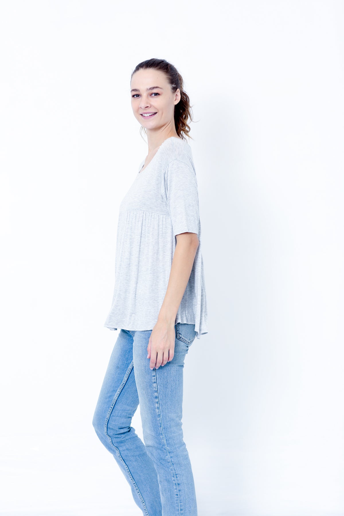 SS SCOOP NECK BABYDOLL TOP - T10035