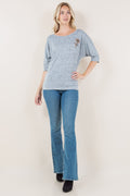 S/SLV BANDED BOTTOM DOLMAN - T10141-BRHC-HGREY