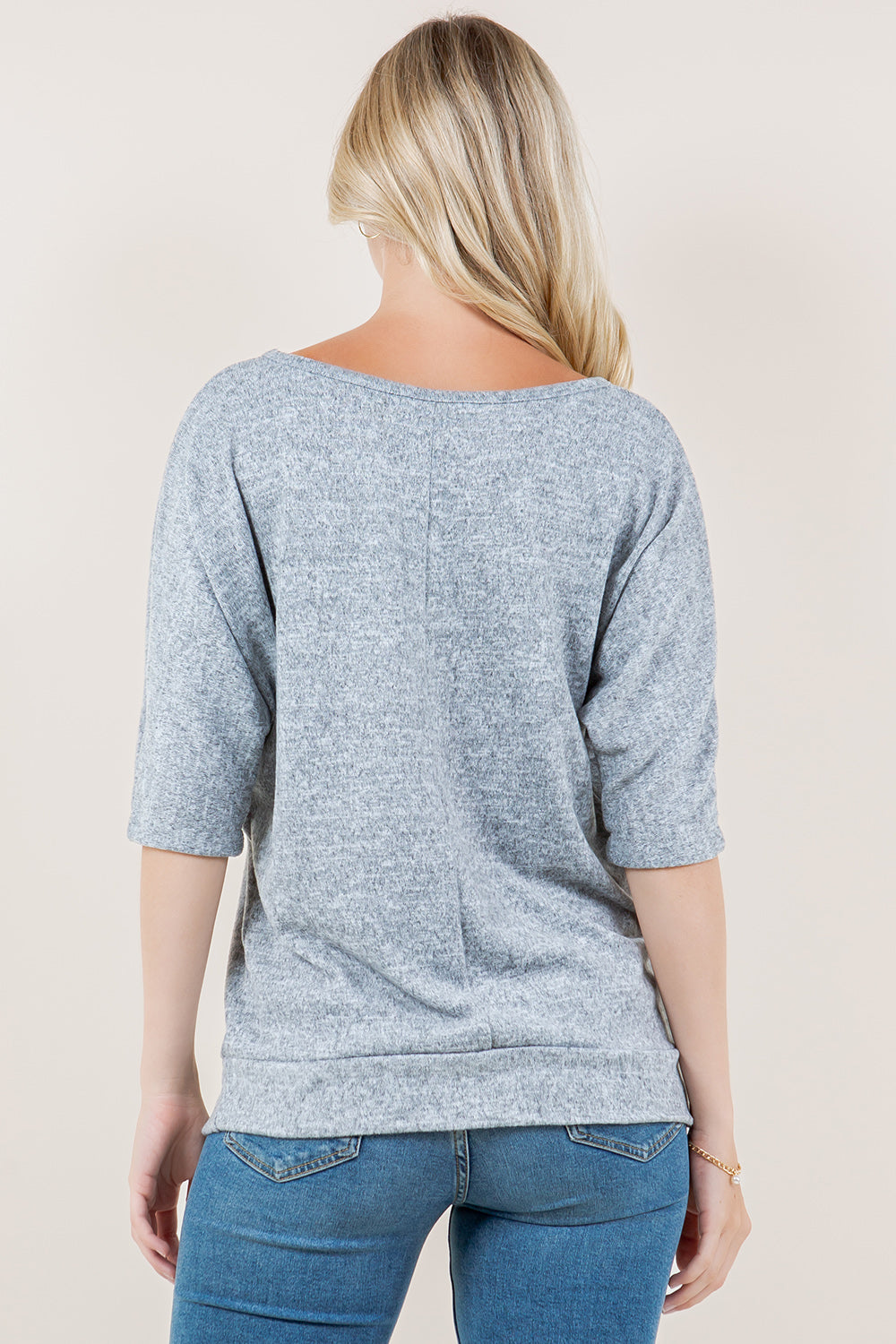 S/SLV BANDED BOTTOM DOLMAN - T10141-BRHC-HGREY