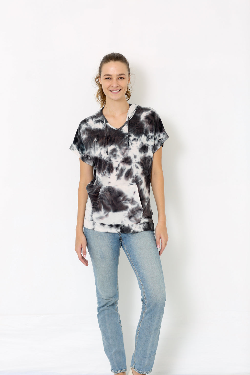 SS V NECK HOODIE - T10161-TDRSJ