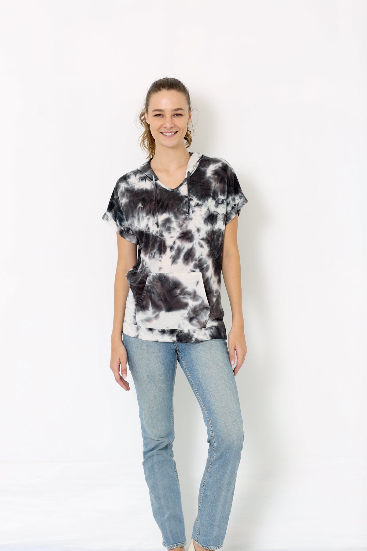 SS V NECK HOODIE - T10161-TDRSJ