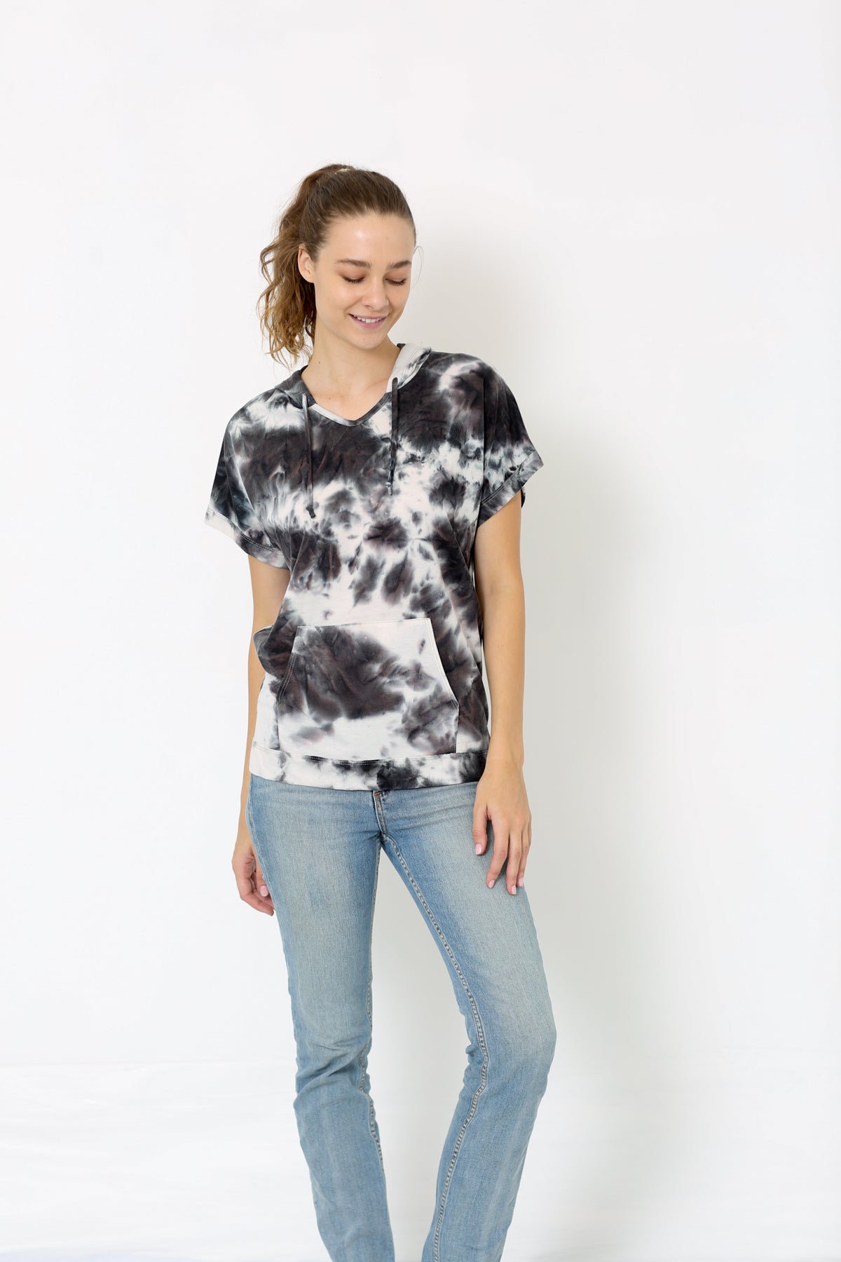 SS V NECK HOODIE - T10161-TDRSJ