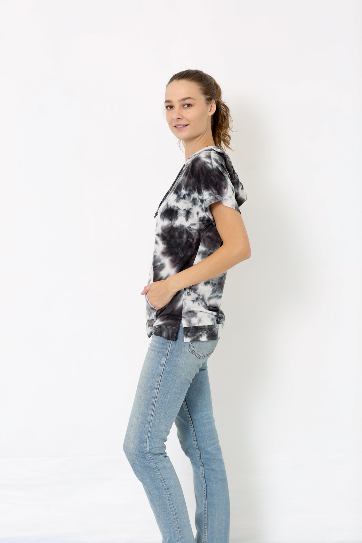 SS V NECK HOODIE - T10161-TDRSJ