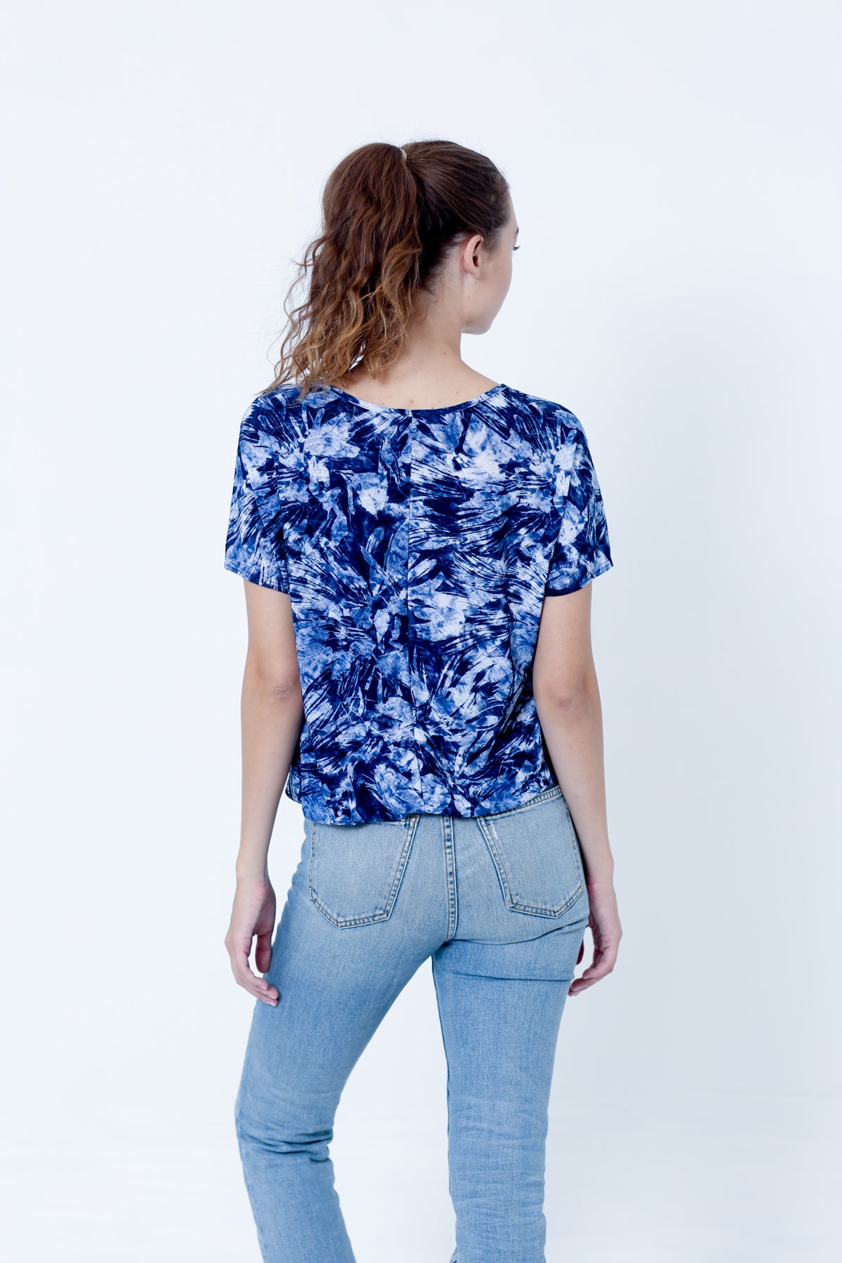 SS V NECK FORWARD SEAM BUBBLE TOP - T10171-DSPR77313