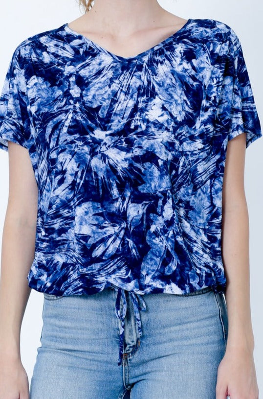 SS V NECK FORWARD SEAM BUBBLE TOP - T10171-DSPR77313