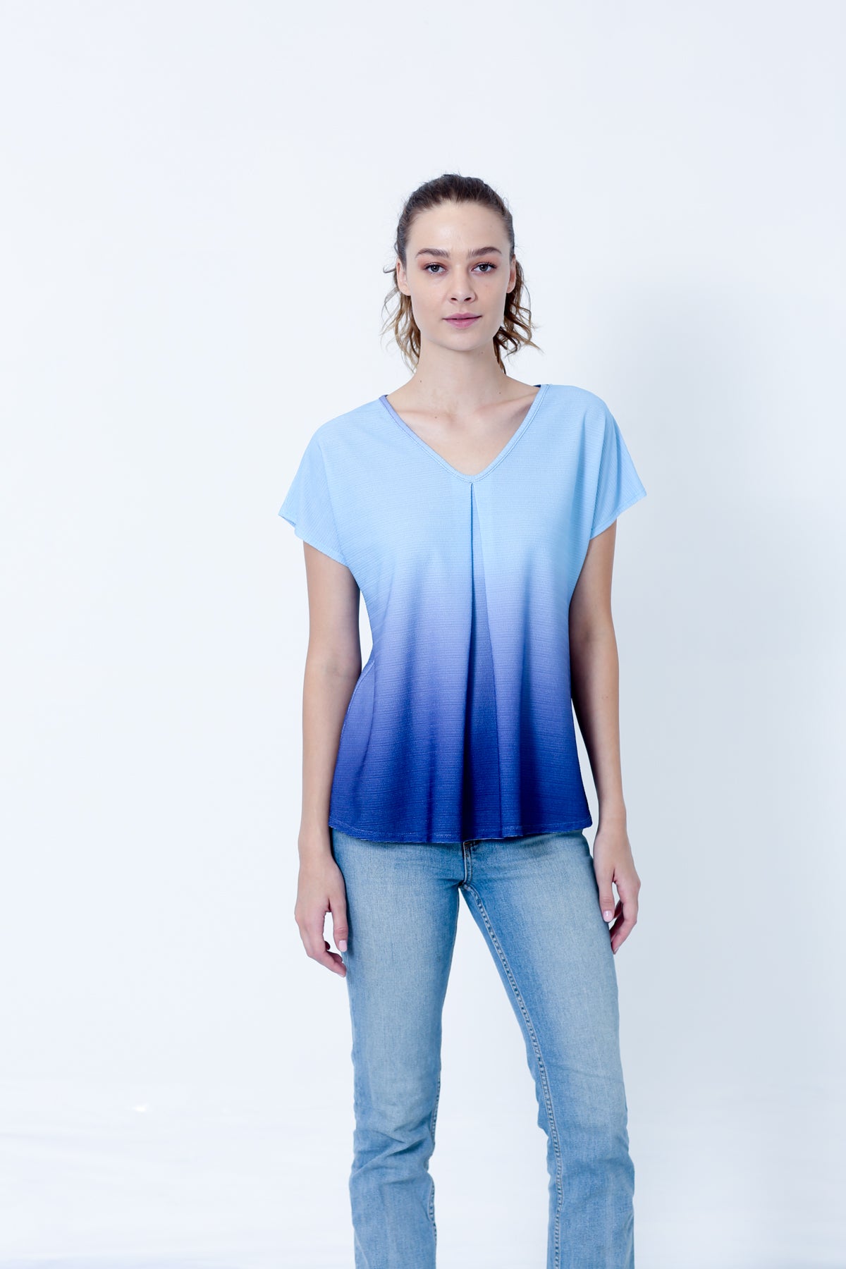SS TIE FRONT TOP W/ DOUBLE LAYER ANGEL SLVS - T10182