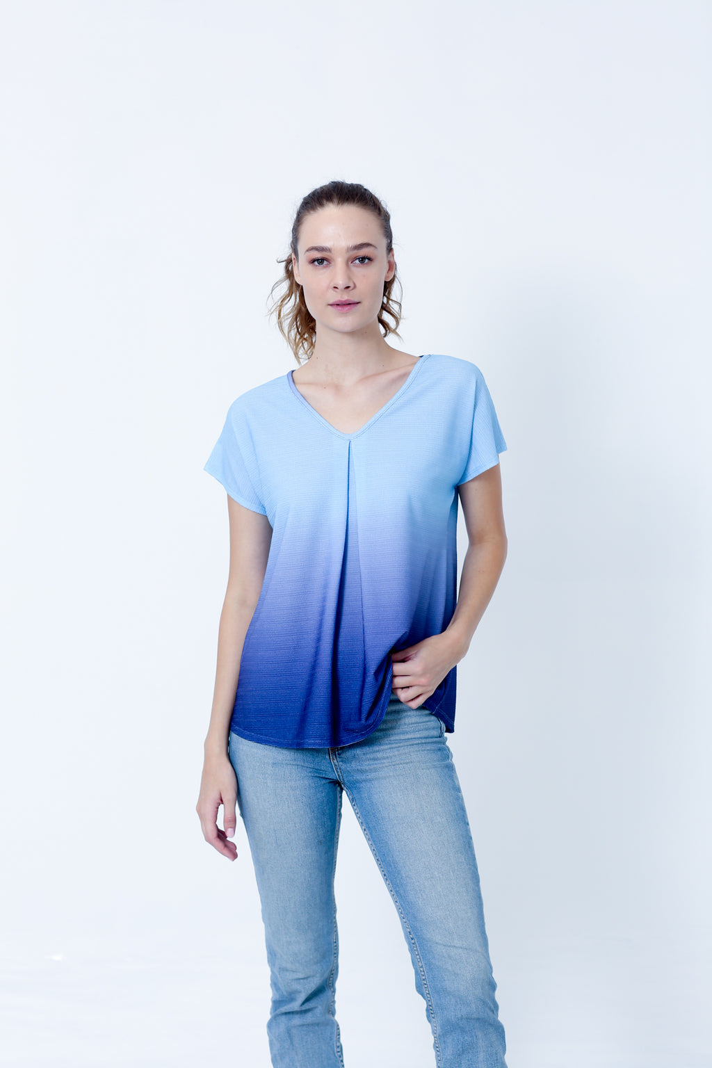 SS TIE FRONT TOP W/ DOUBLE LAYER ANGEL SLVS - T10182