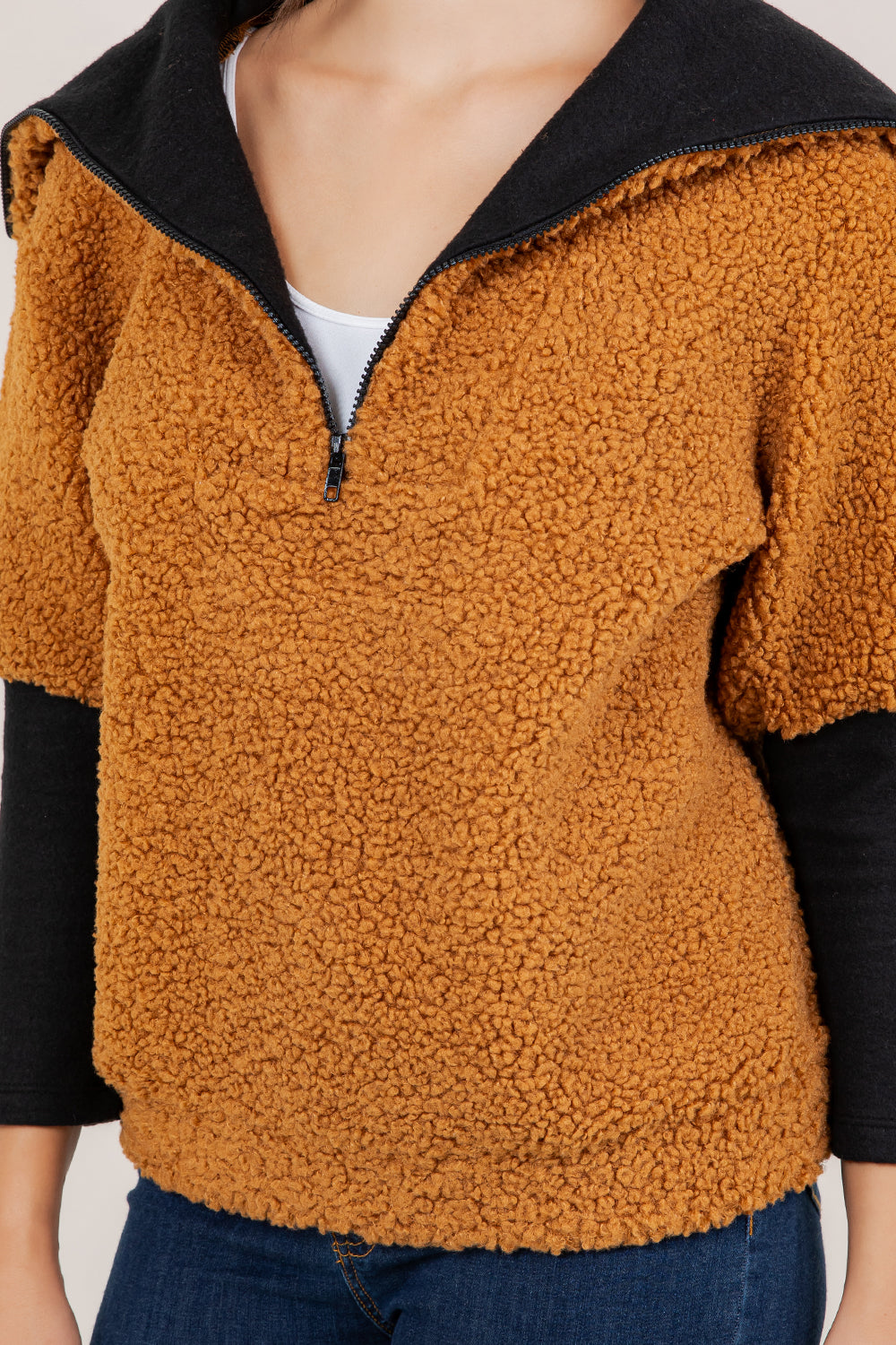L/SLV OVERSIZED COLLAR PULLOVER JACKET T10385-19189